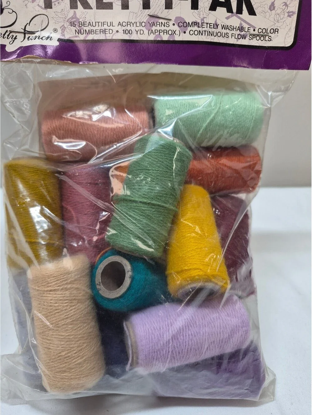 Pretty-Pak Acrylic Yarn for Punch Embroidery Approx. 100 Yards Each J38